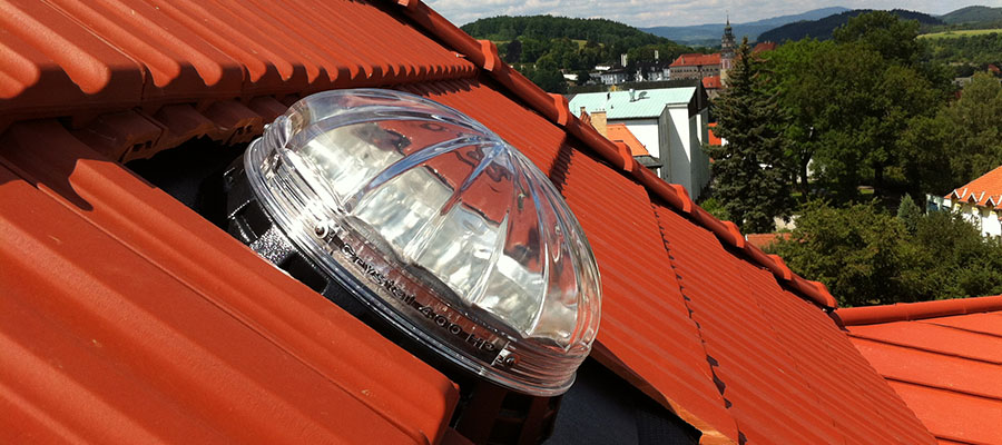 Lightway sun tunnel with a Crystal Glass dome installed on the roof